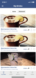 Drinks in the app