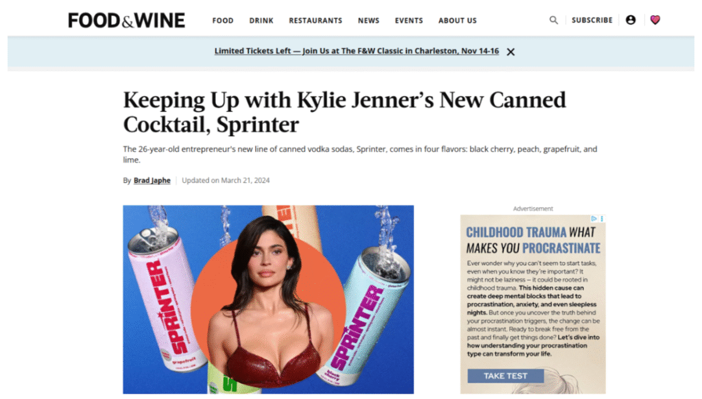 Kylie Jenner Sprinter review vodka soda can