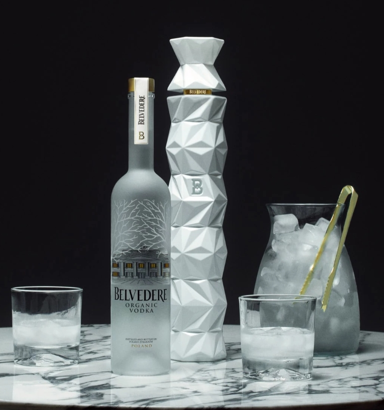 Premium Belvedere Vodka branding and packaging.
