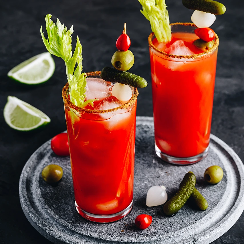 Bloody Mary cocktail with celery garnish