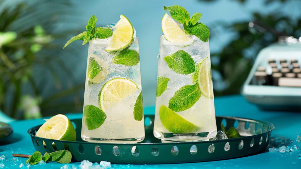 Classic Mojito cocktail with lime and mint garnish