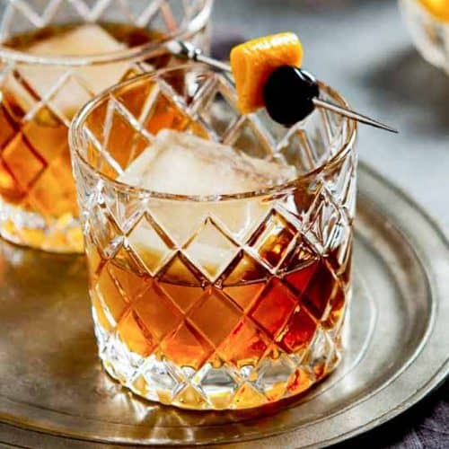Manhattan Cocktail garnished with a cherry