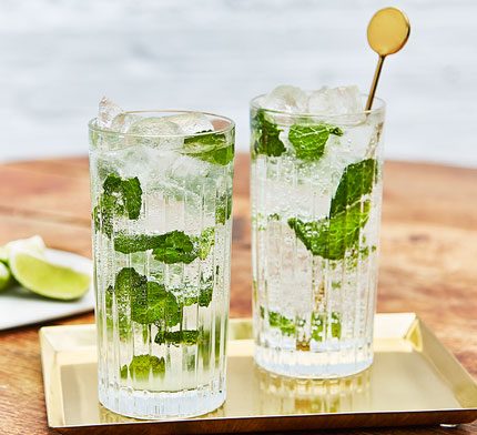 Classic Mojito cocktail with lime and mint garnish