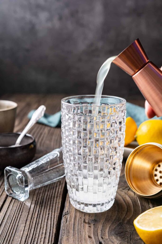 French 75 cocktail with lemon twist