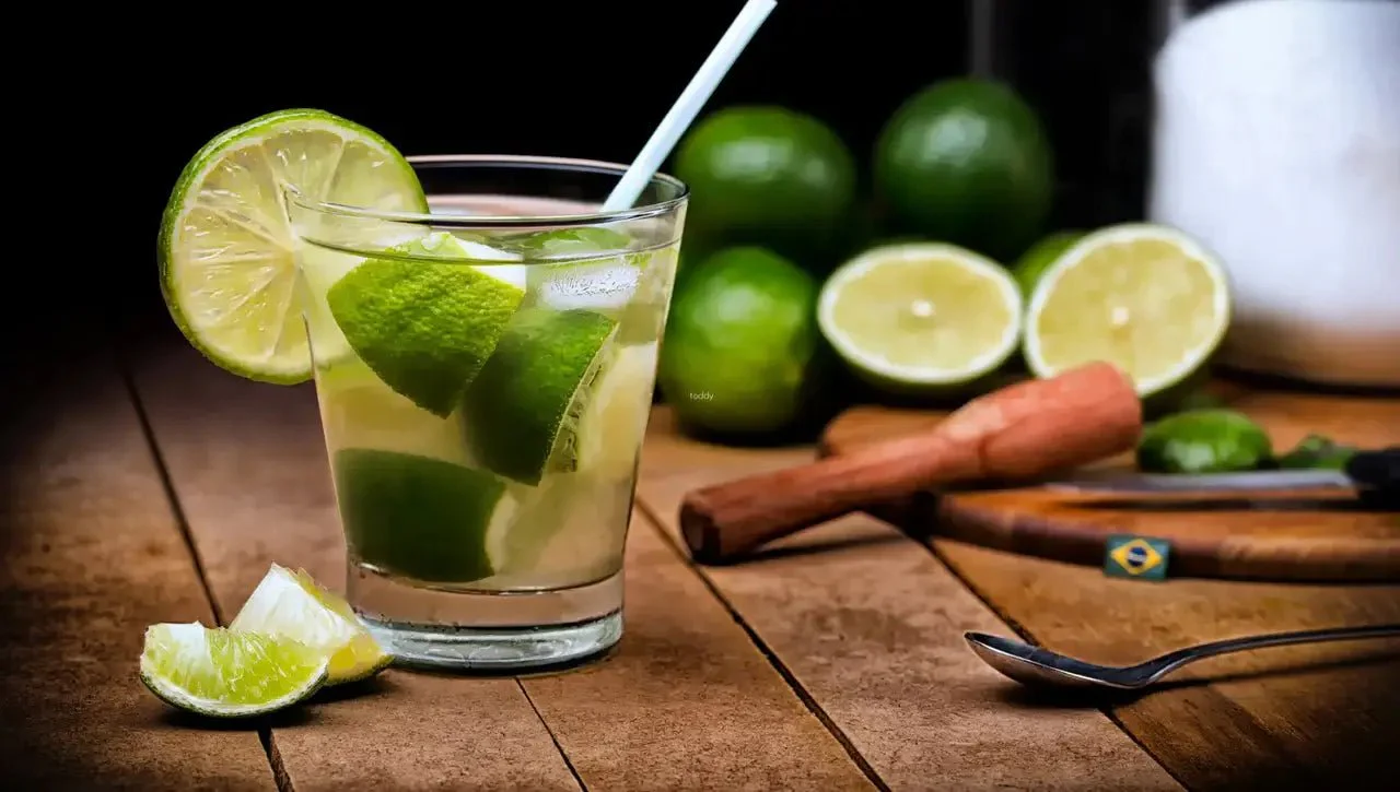 Caipirinha cocktail made with cachaça, lime, and sugar