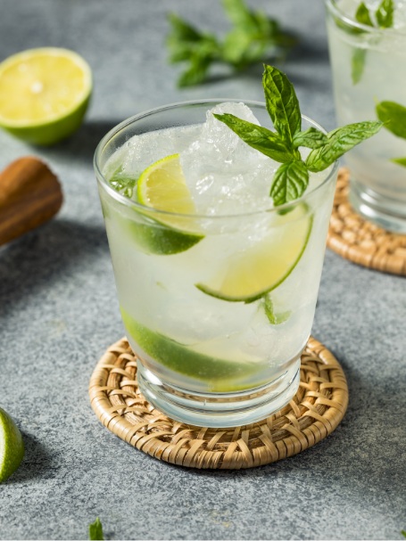 Caipirinha cocktail made with cachaça, lime, and sugar