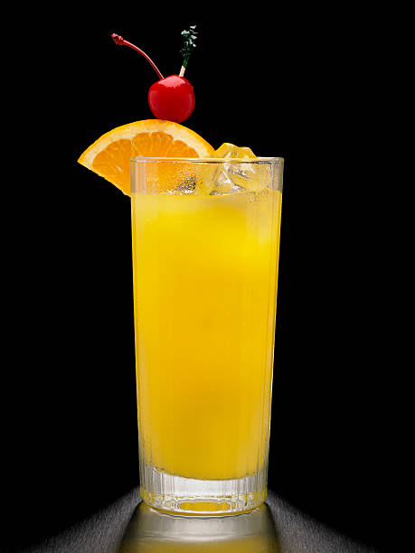 Screwdriver cocktail with orange slice garnish