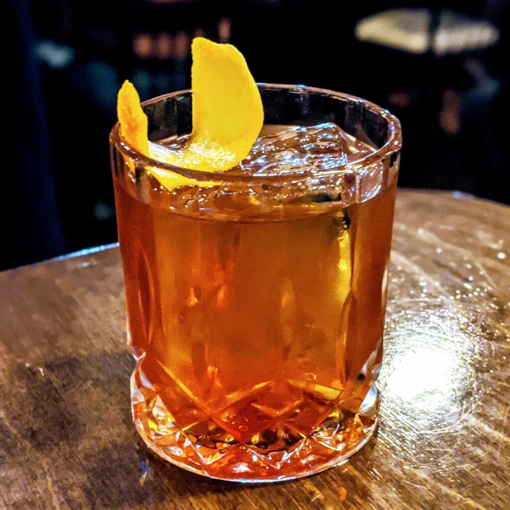 Sazerac cocktail served in a classic Old Fashioned glass
